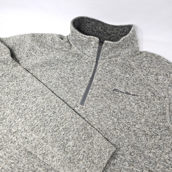 Eddie Bauer 1/4 Zip Pullover Fleece Heather Beige‎ Mock Neck Men's Size Large. - Picture 1 of 9